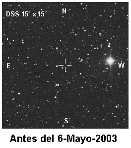 Before 6-May-2003. Field of the variable AO Tau