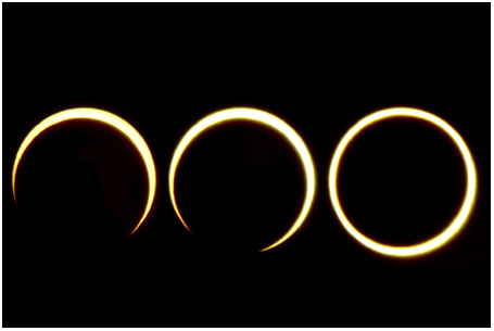 Eclipse anular de Sol con colores falsos